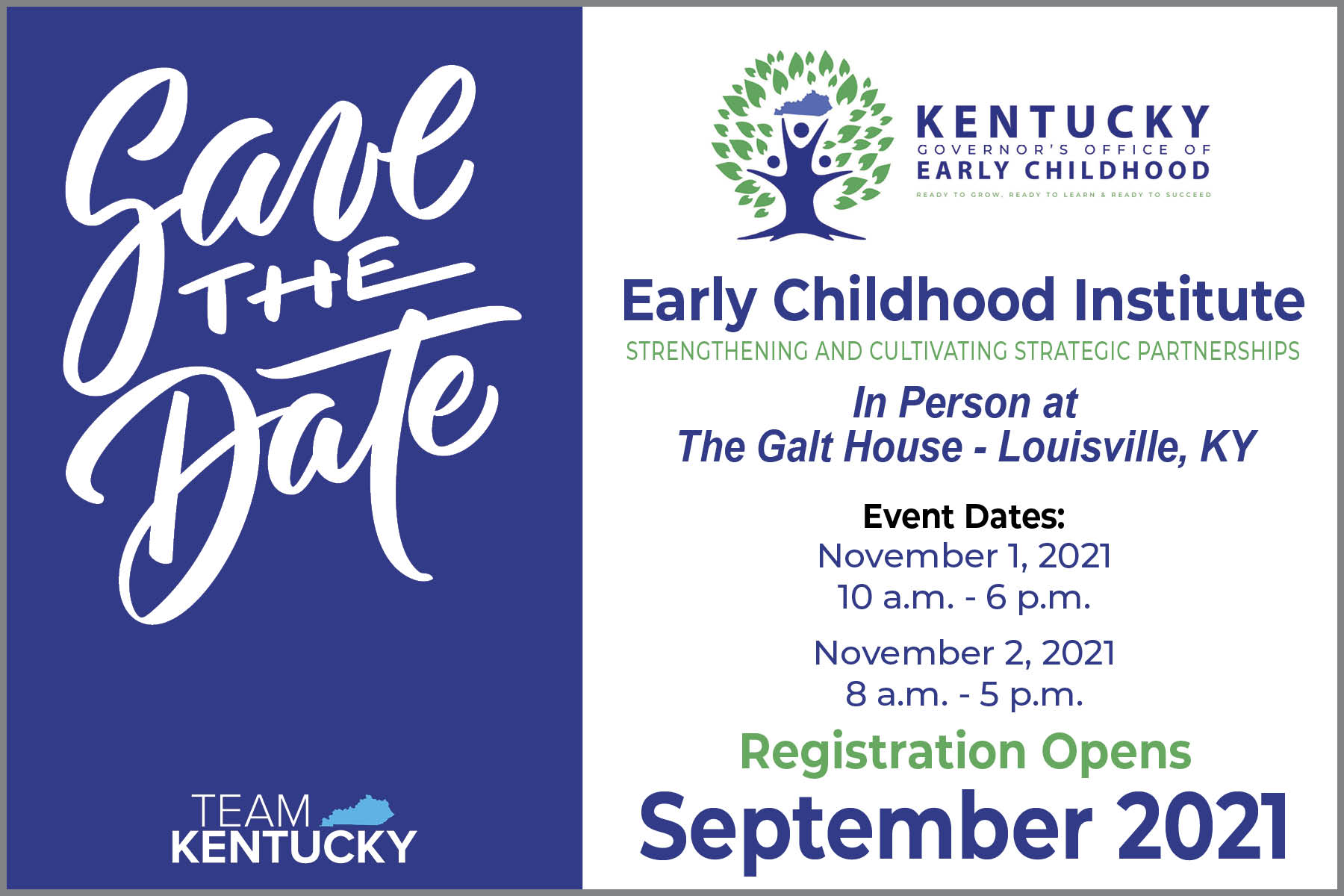 Save the Date - Early Childhood Institute Fall 2021 